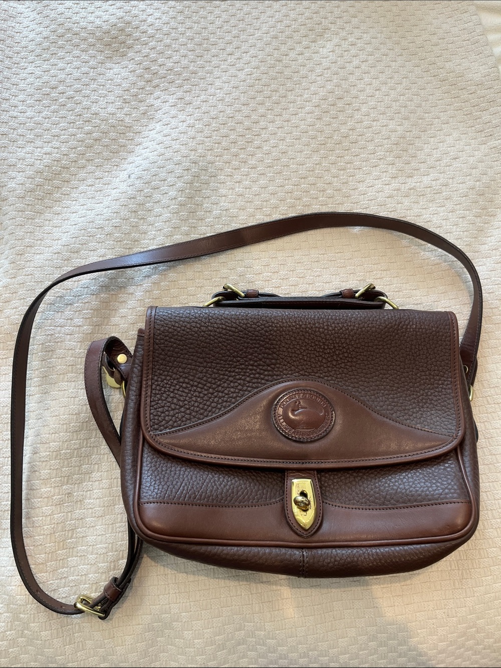 Dooney & Bourke Brown Pebbled Leather Flap Crossbody Bag